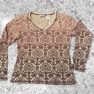 Liz&Co Petite 3/4 Sleeve Pattern Shirt